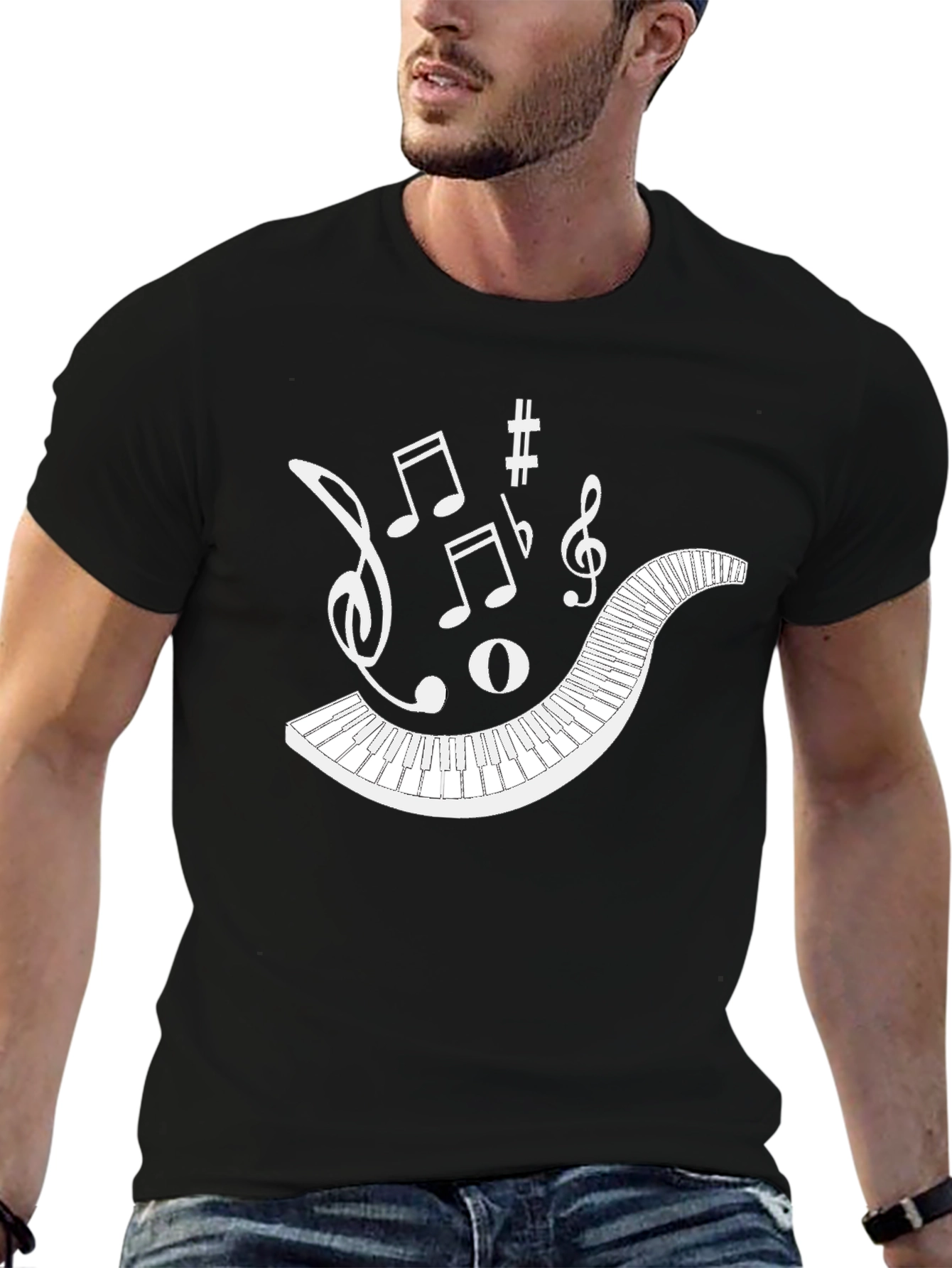 Musical Keyboard Notes Graphic T-Shirt