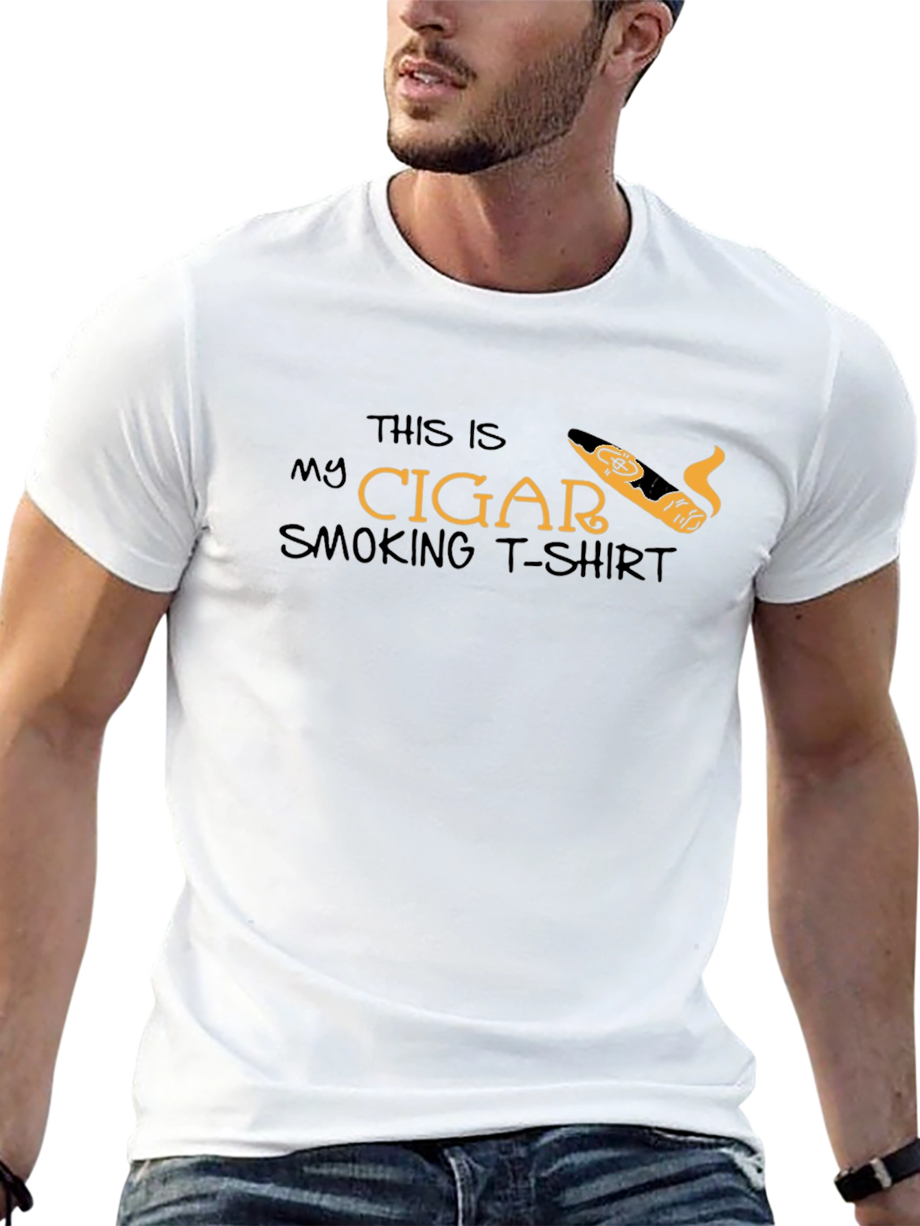 Cigar Smoking T-Shirt - Black Tee