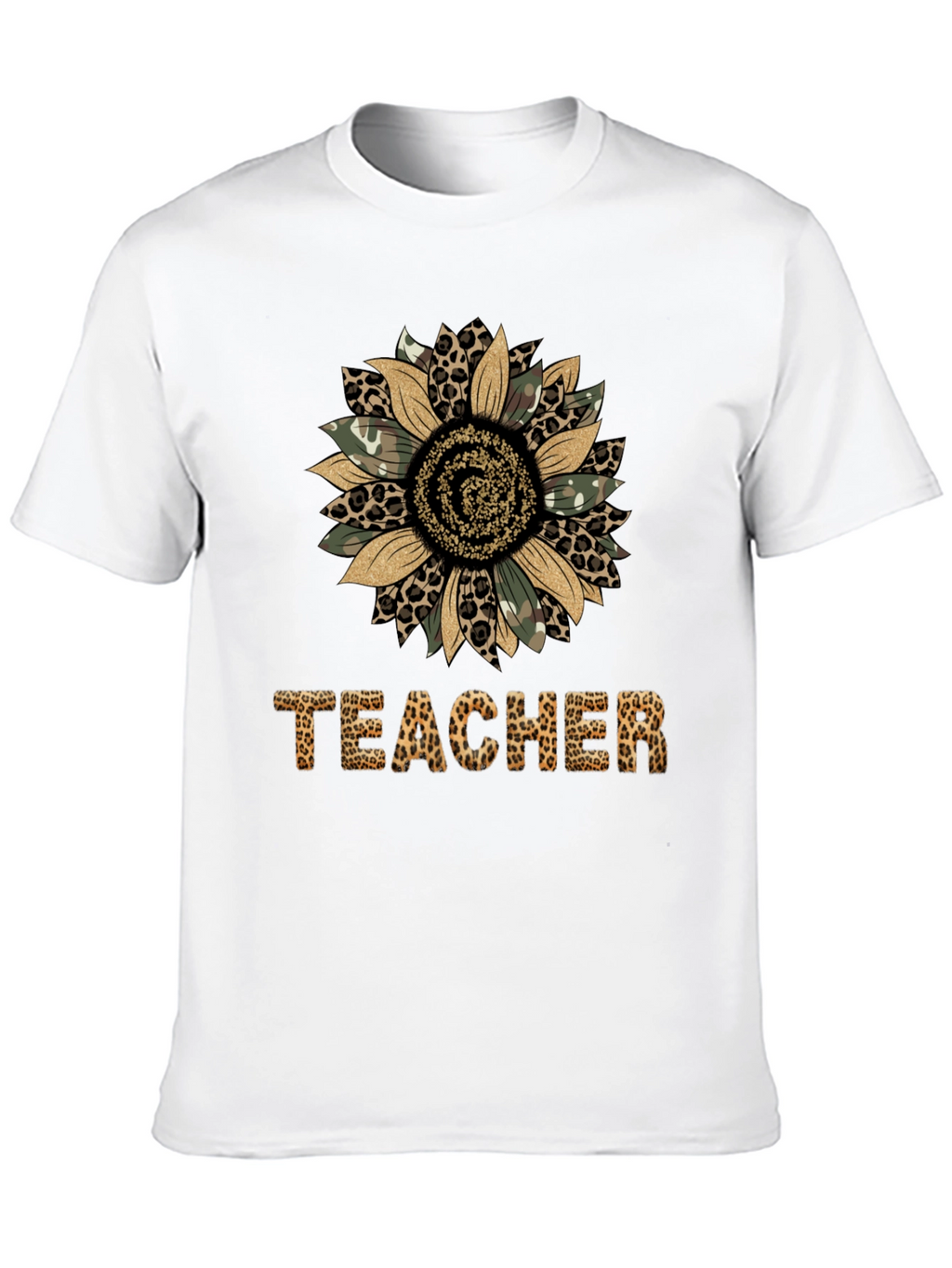 Leopard Print Sunflower Teacher T-Shirt