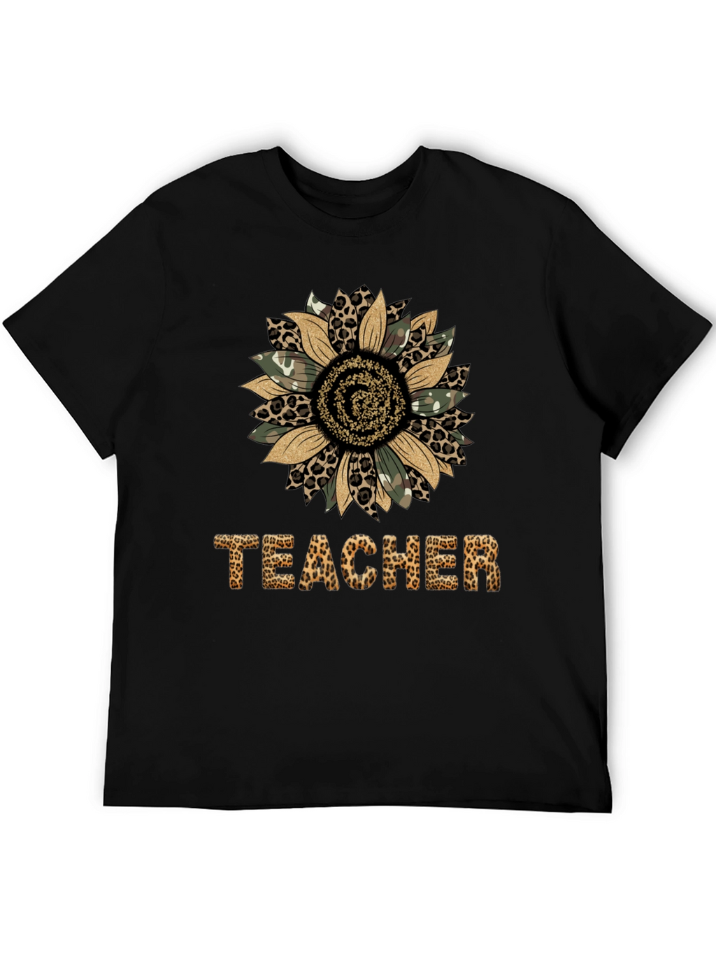 Leopard Print Sunflower Teacher T-Shirt