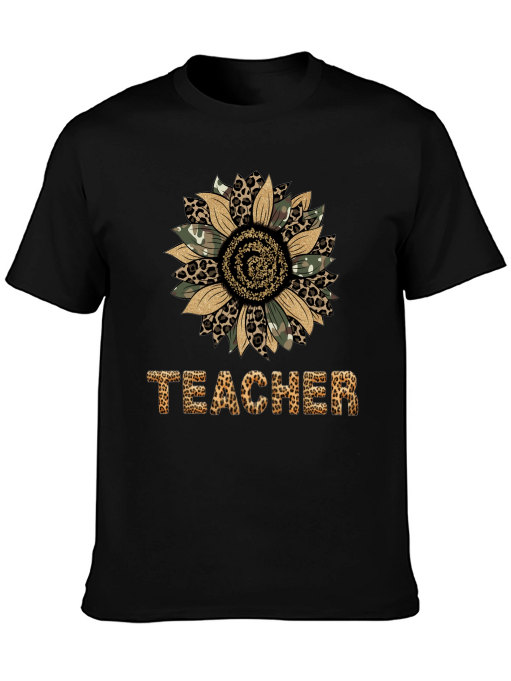 Leopard Print Sunflower Teacher T-Shirt