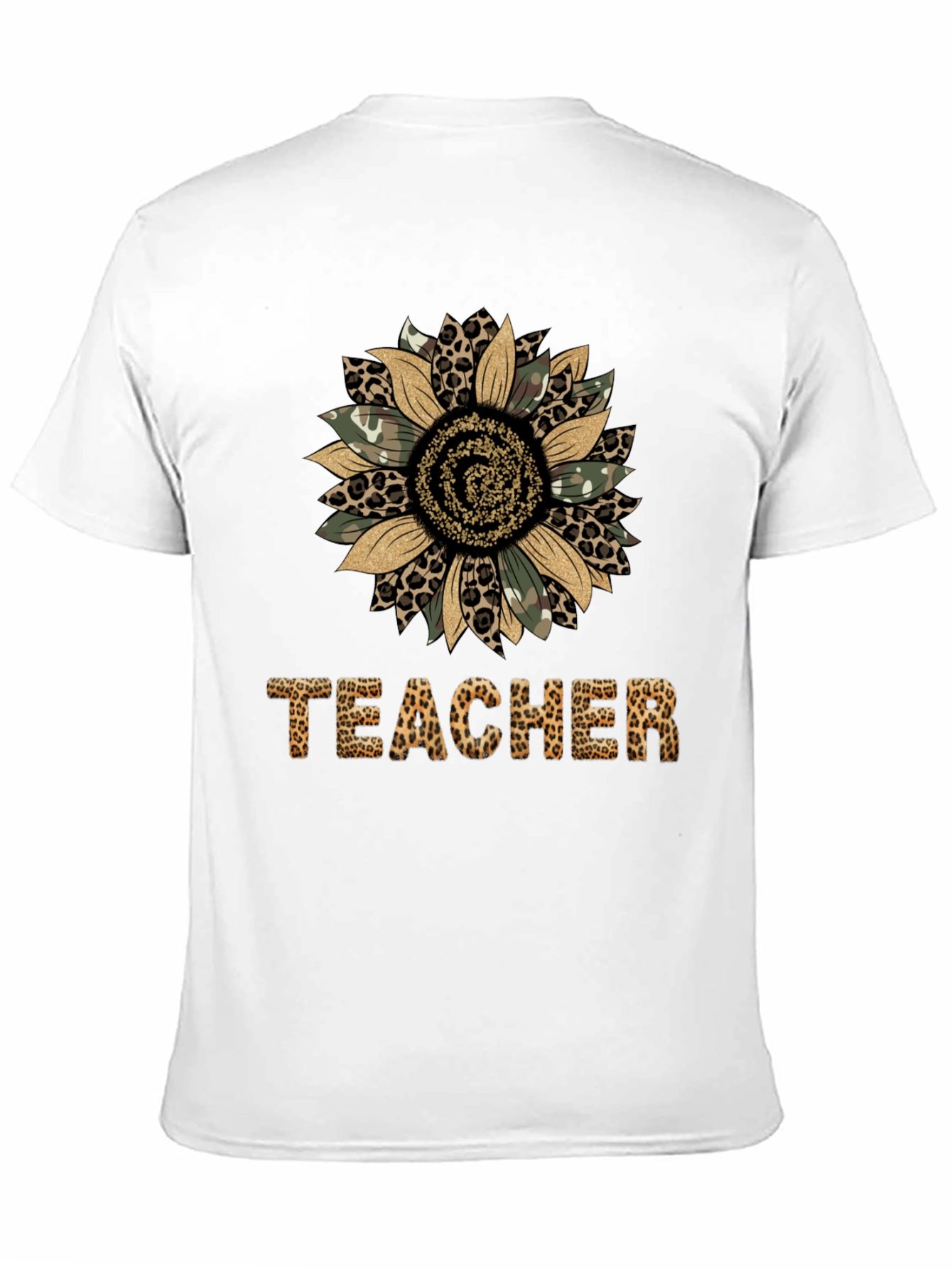 Leopard Print Sunflower Teacher T-Shirt
