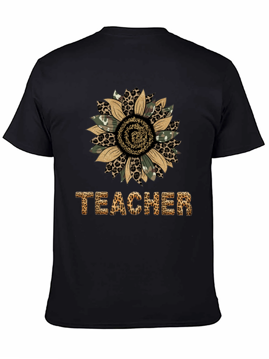 Leopard Print Sunflower Teacher T-Shirt