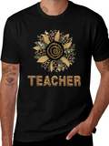 Leopard Print Sunflower Teacher T-Shirt