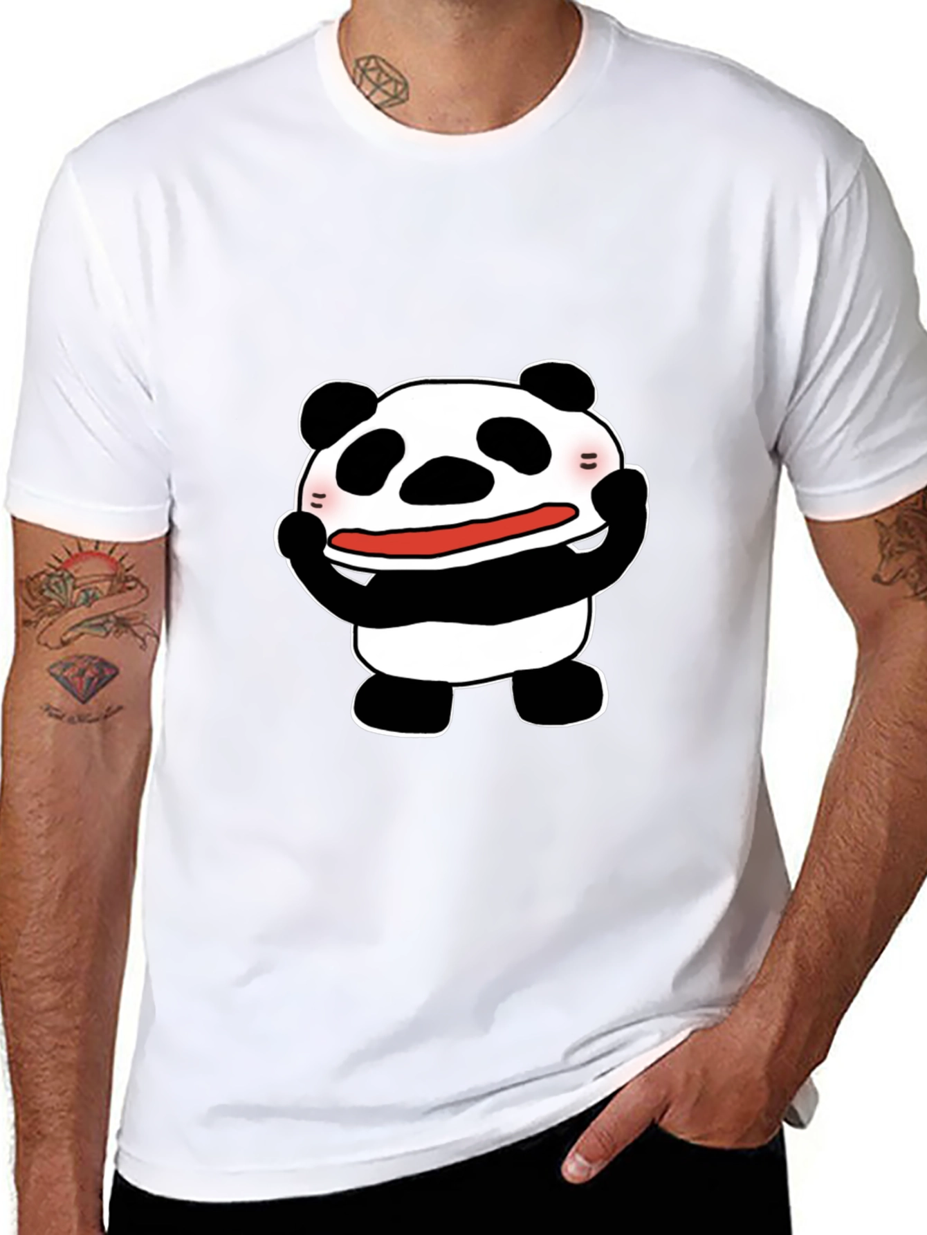 Funny Panda Graphic Tee - Black Cotton T-Shirt