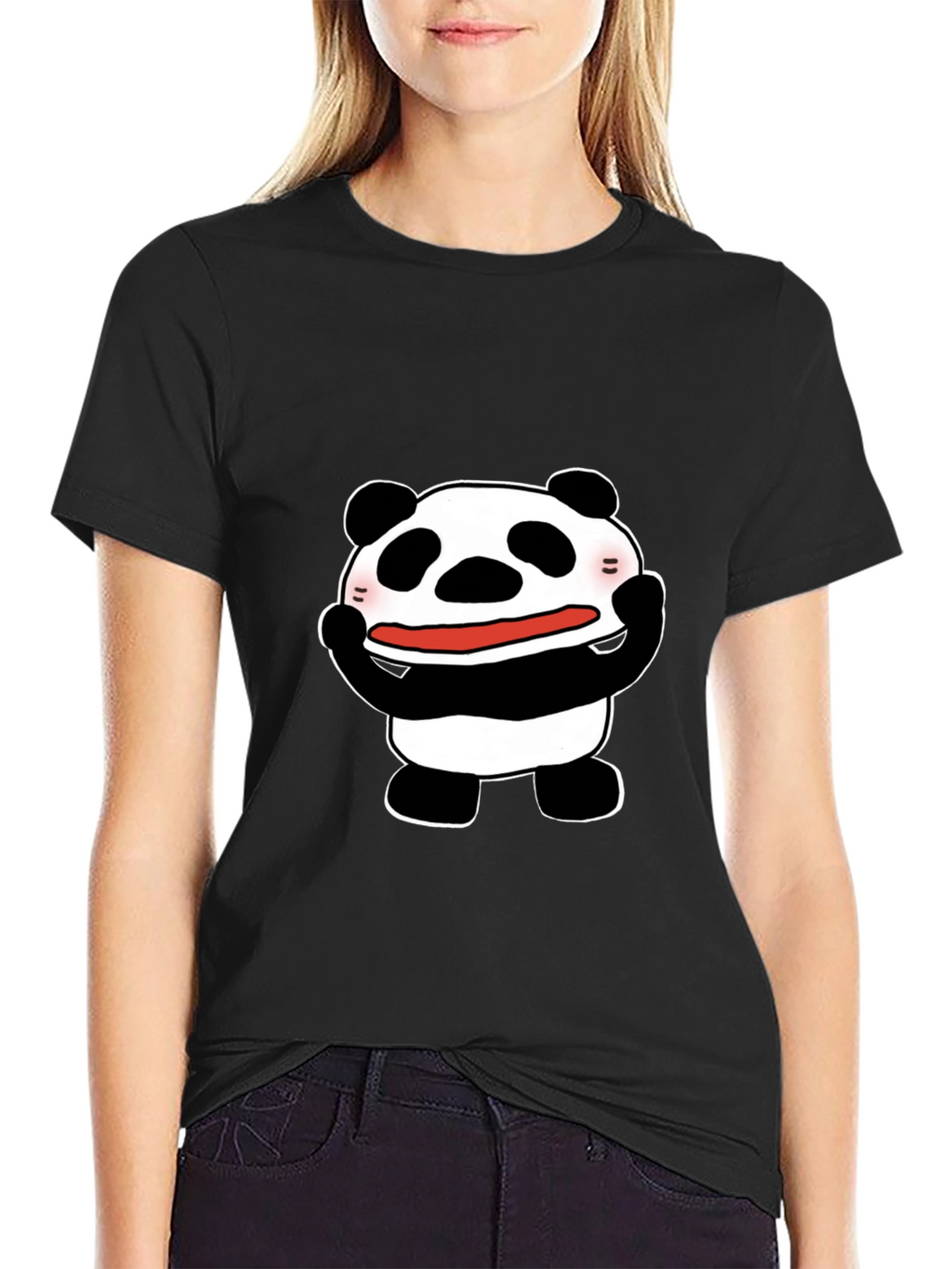 Funny Panda Graphic Tee - Black Cotton T-Shirt