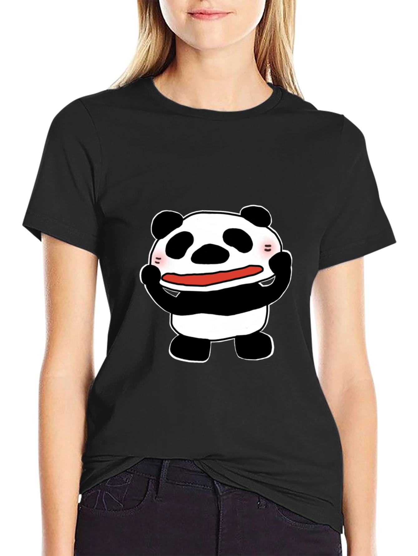 Funny Panda Graphic Tee - Black Cotton T-Shirt
