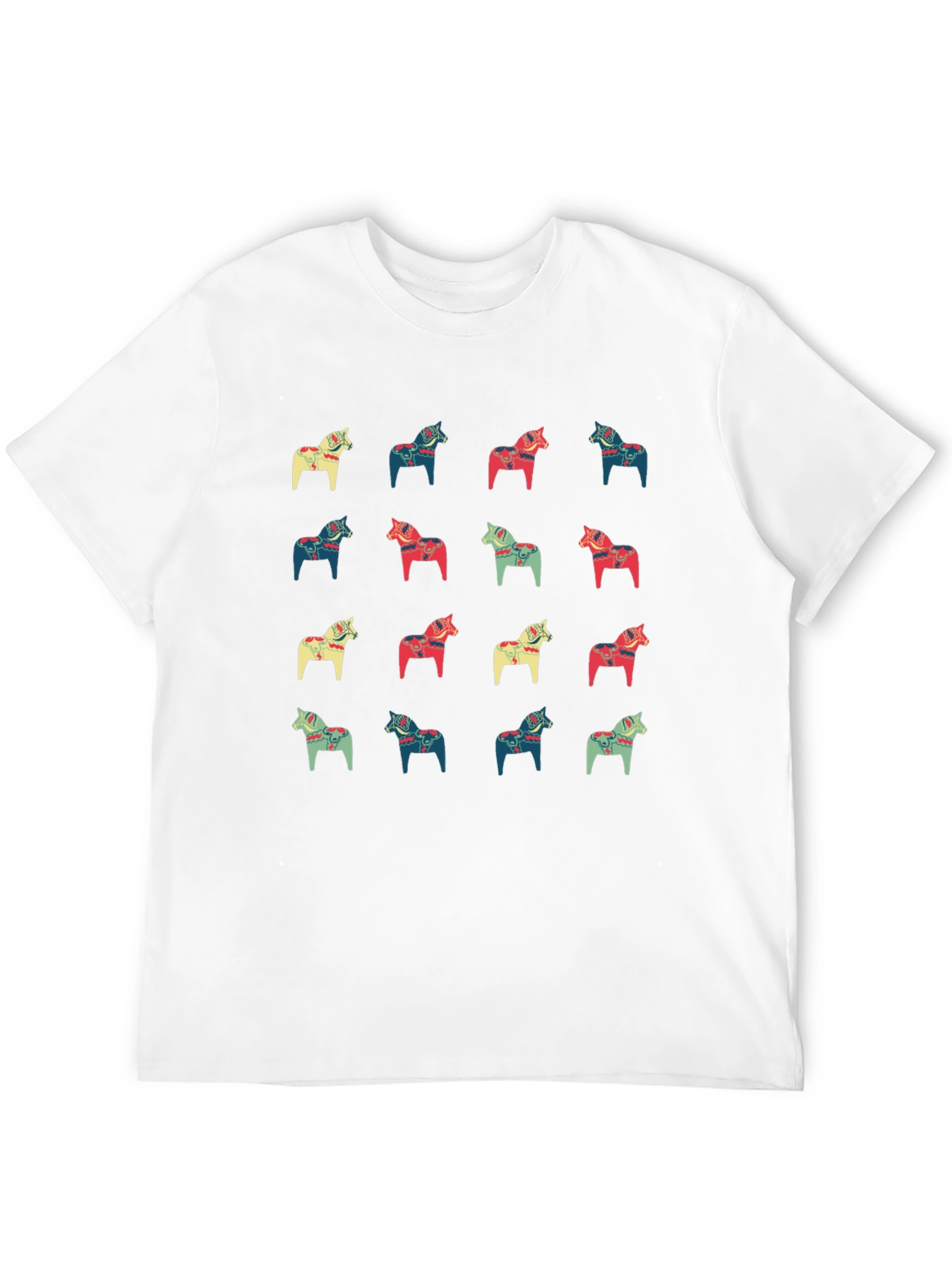 Dala Horse Pattern Black T-Shirt