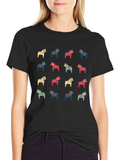 Dala Horse Pattern Black T-Shirt