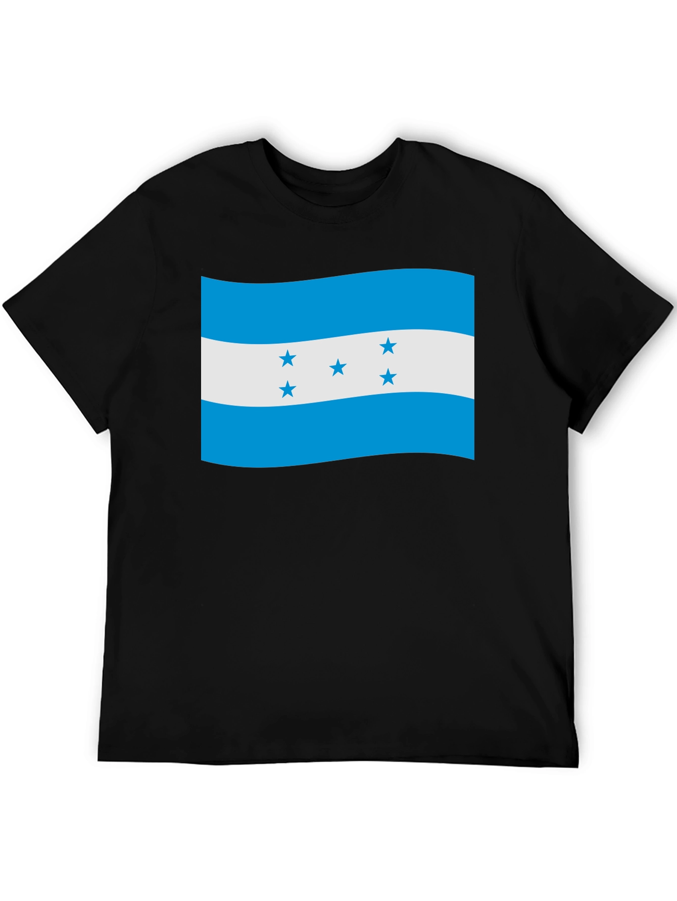 Honduras Flag Graphic T-Shirt - Black Crew Neck