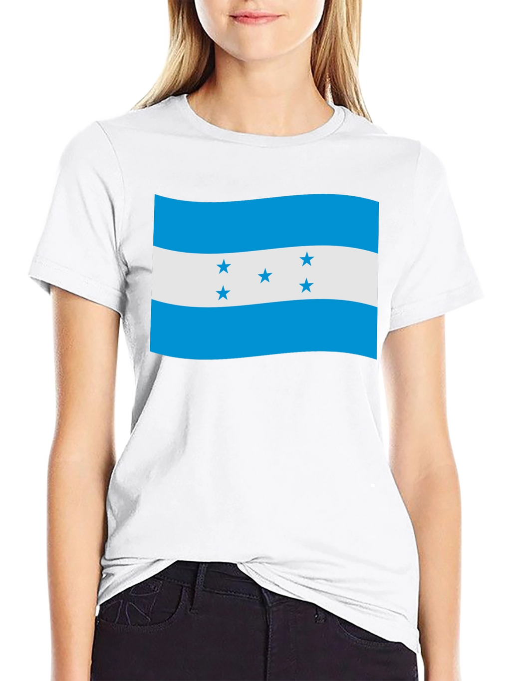 Honduras Flag Graphic T-Shirt - Black Crew Neck
