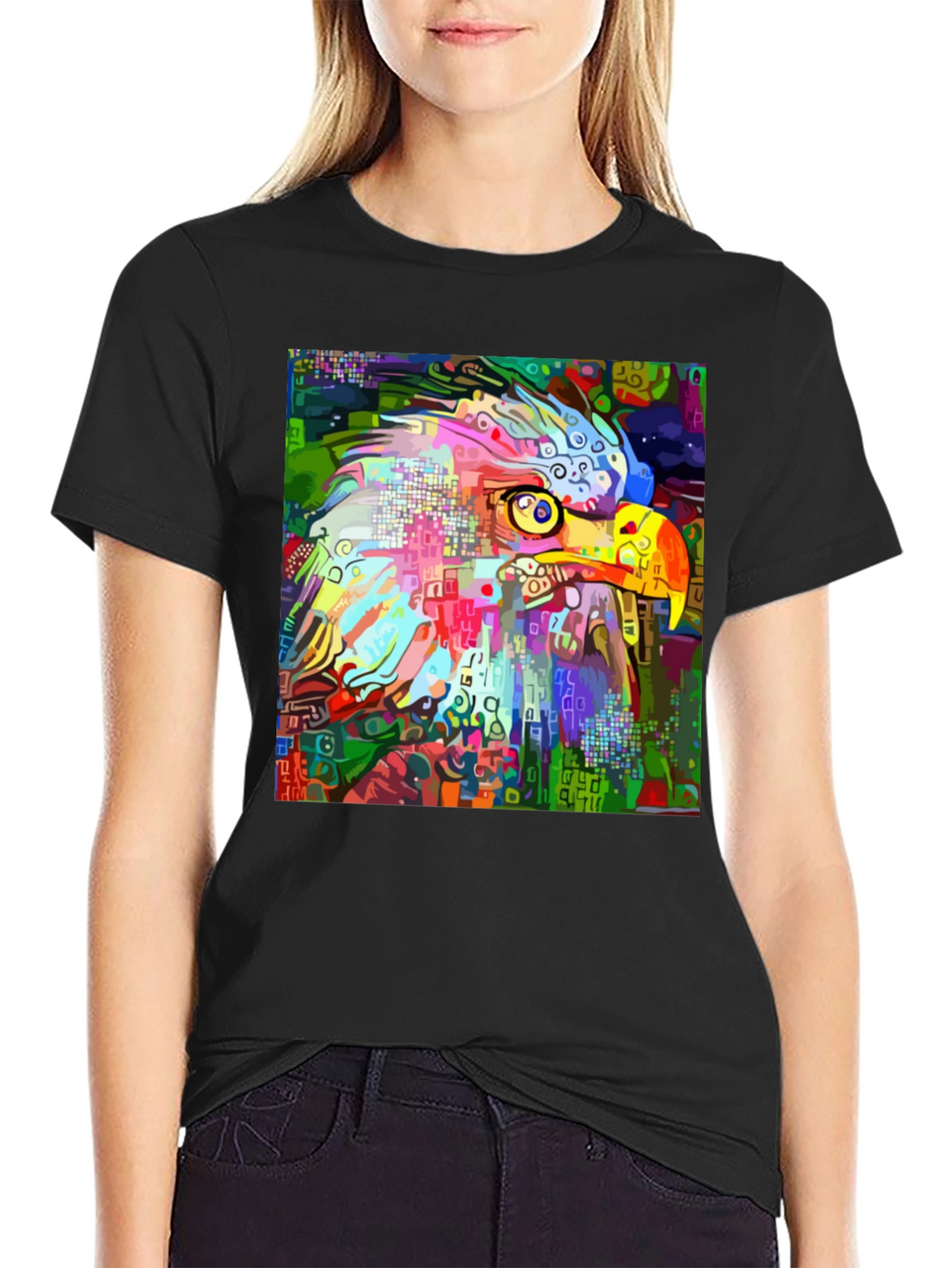 Abstract Eagle Graphic Black T-Shirt