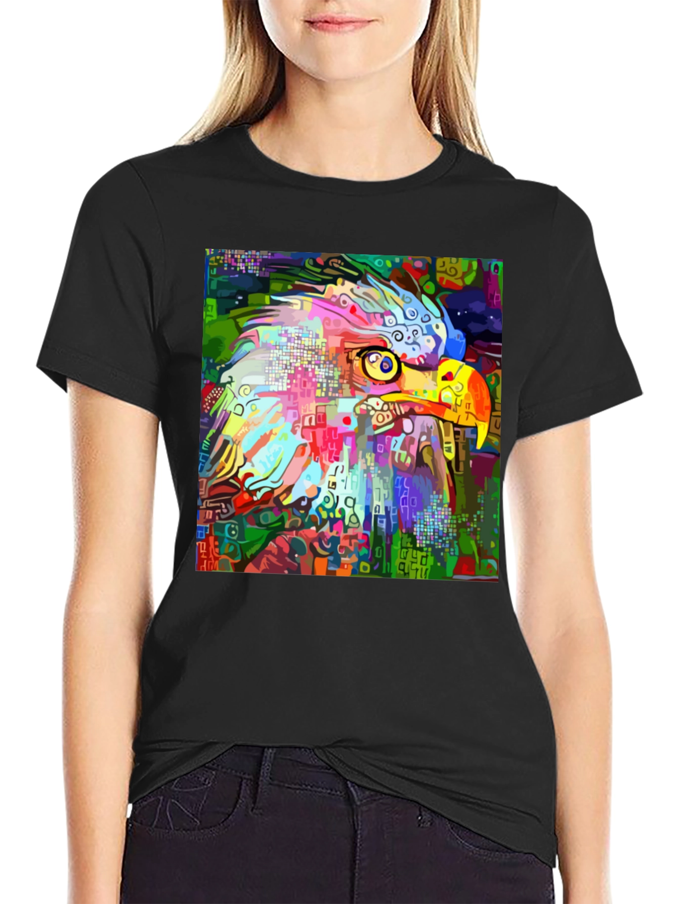 Abstract Eagle Graphic Black T-Shirt