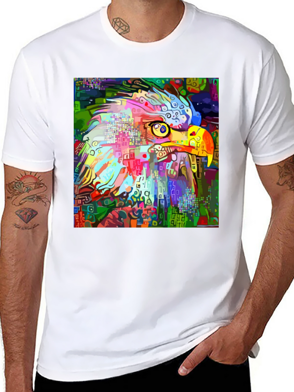 Abstract Eagle Graphic Black T-Shirt