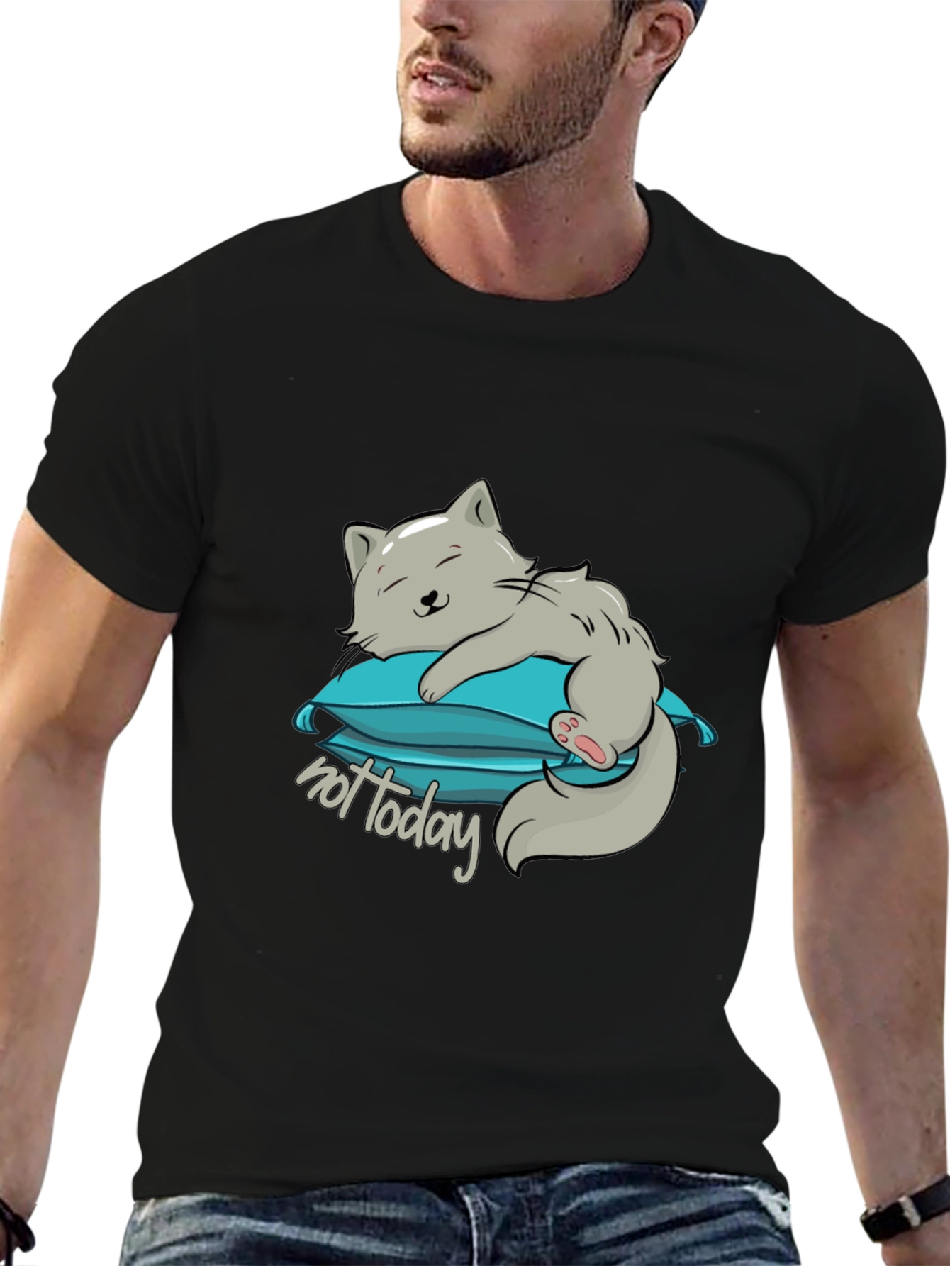 Lazy Cat Not Today Graphic T-Shirt