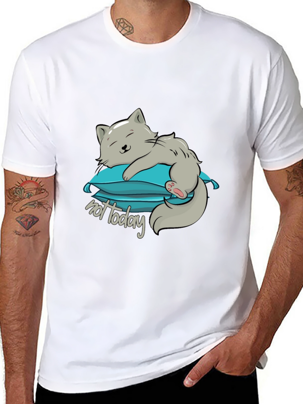 Lazy Cat Not Today Graphic T-Shirt