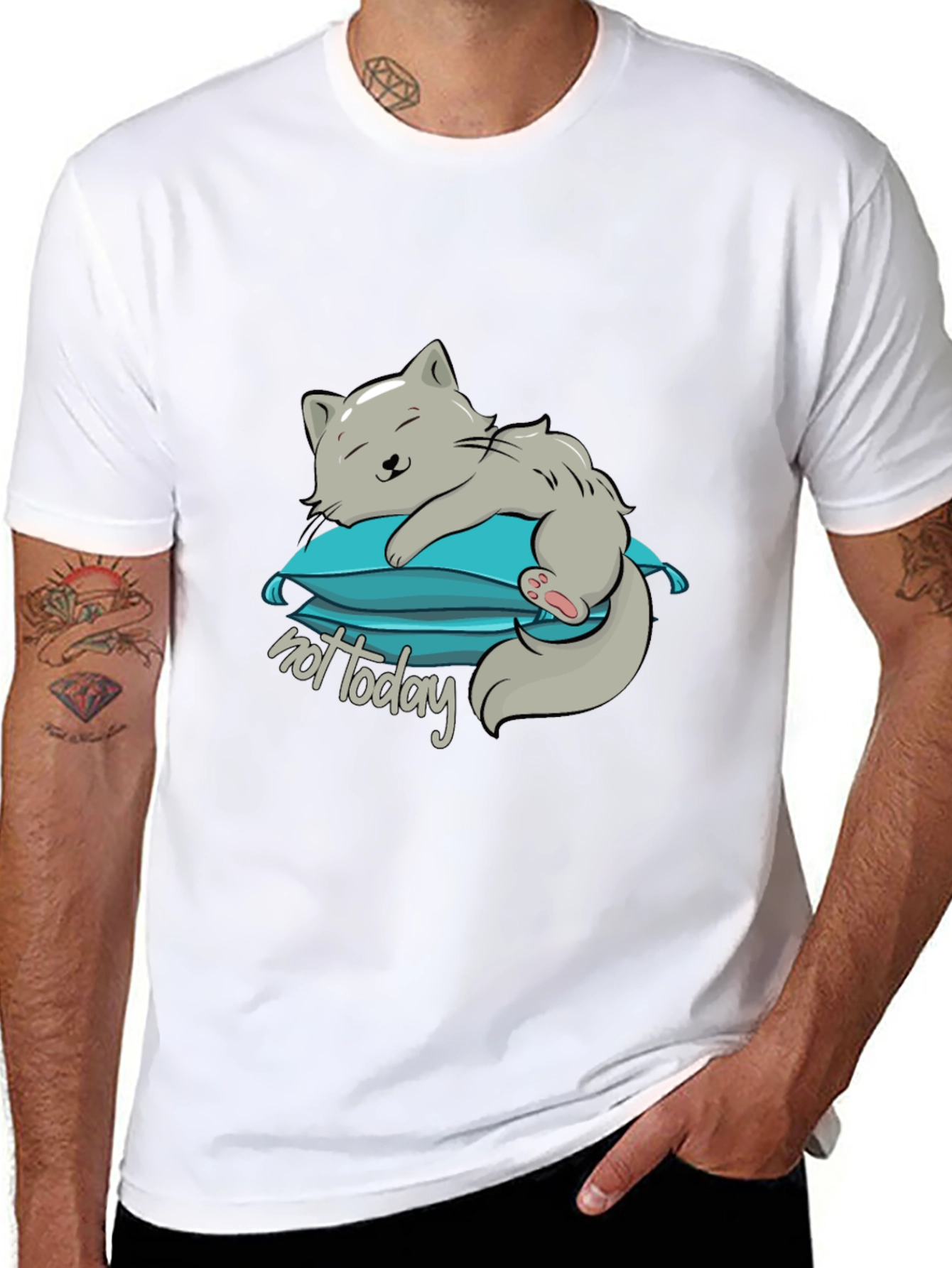 Lazy Cat Not Today Graphic T-Shirt