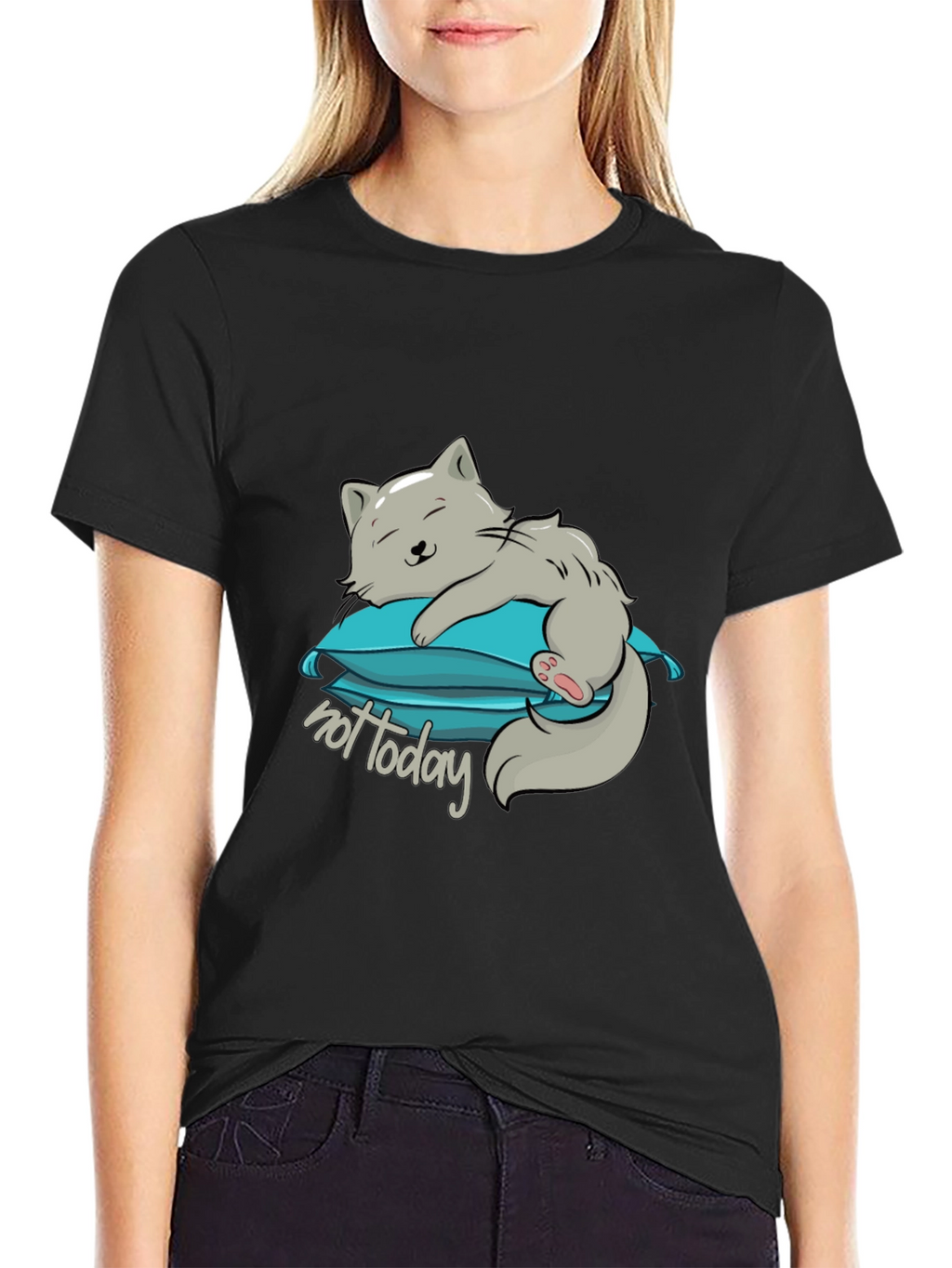 Lazy Cat Not Today Graphic T-Shirt