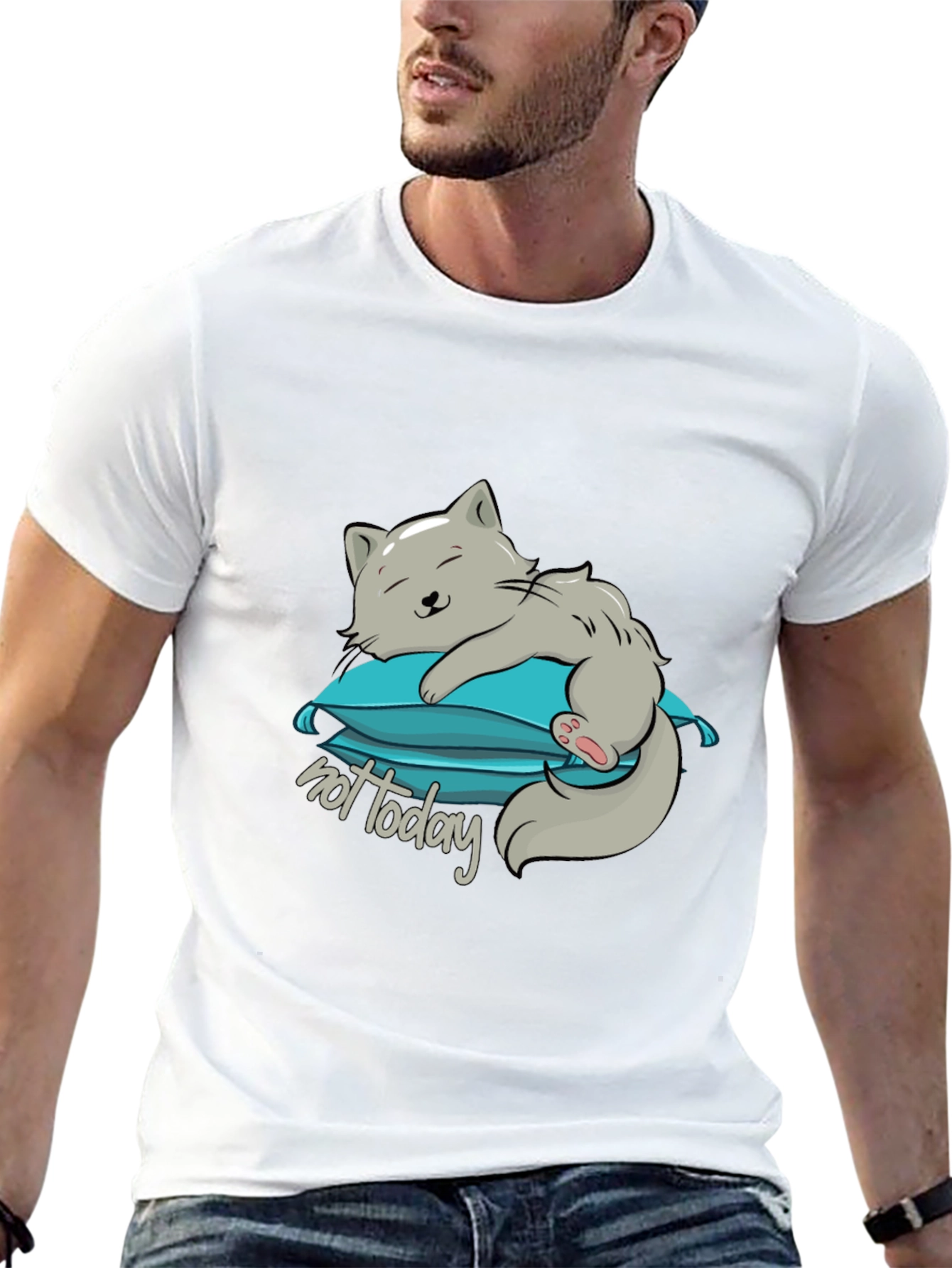 Lazy Cat Not Today Graphic T-Shirt