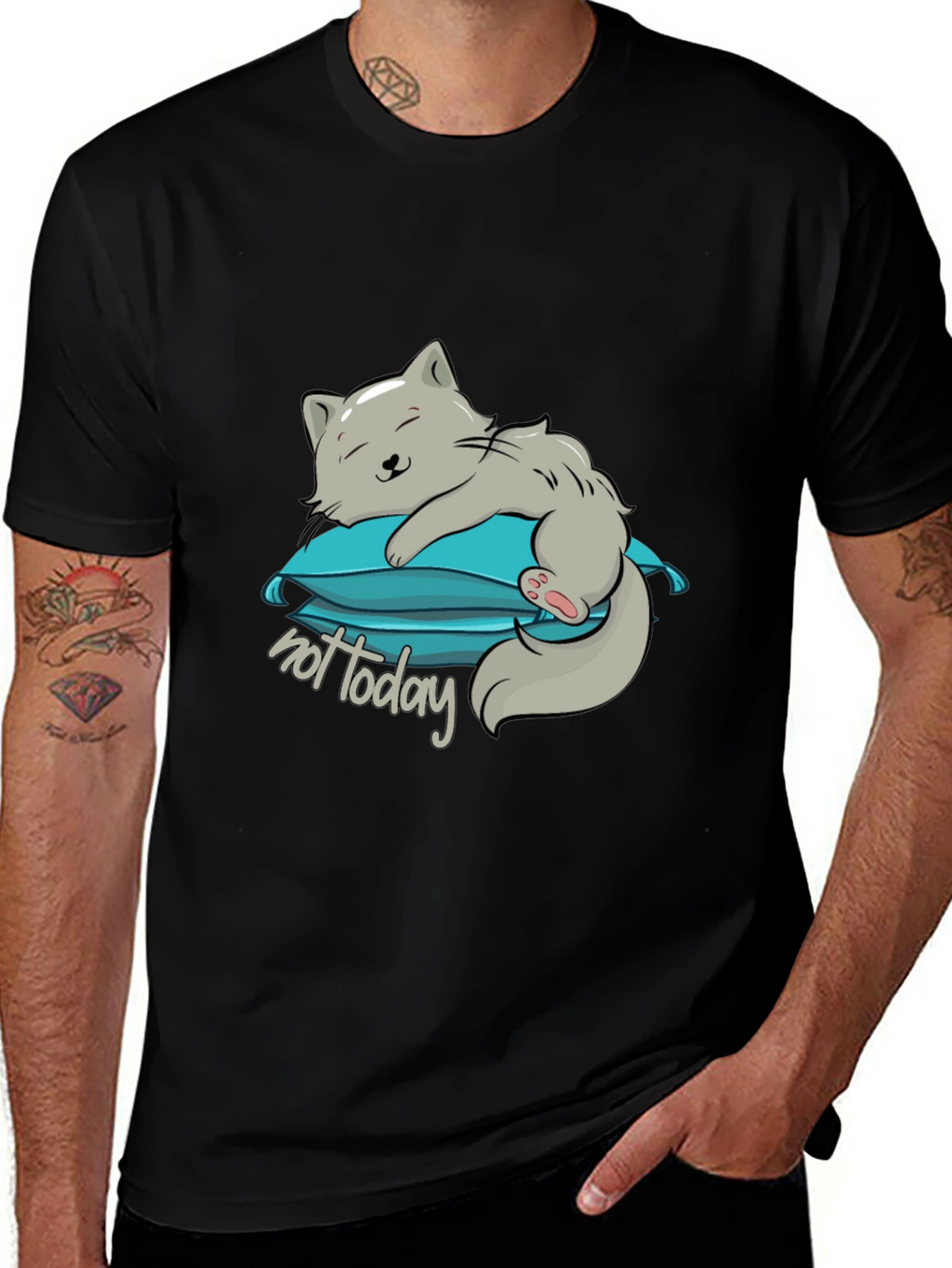 Lazy Cat Not Today Graphic T-Shirt