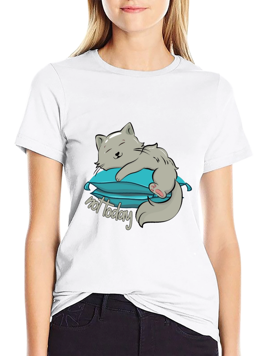Lazy Cat Not Today Graphic T-Shirt