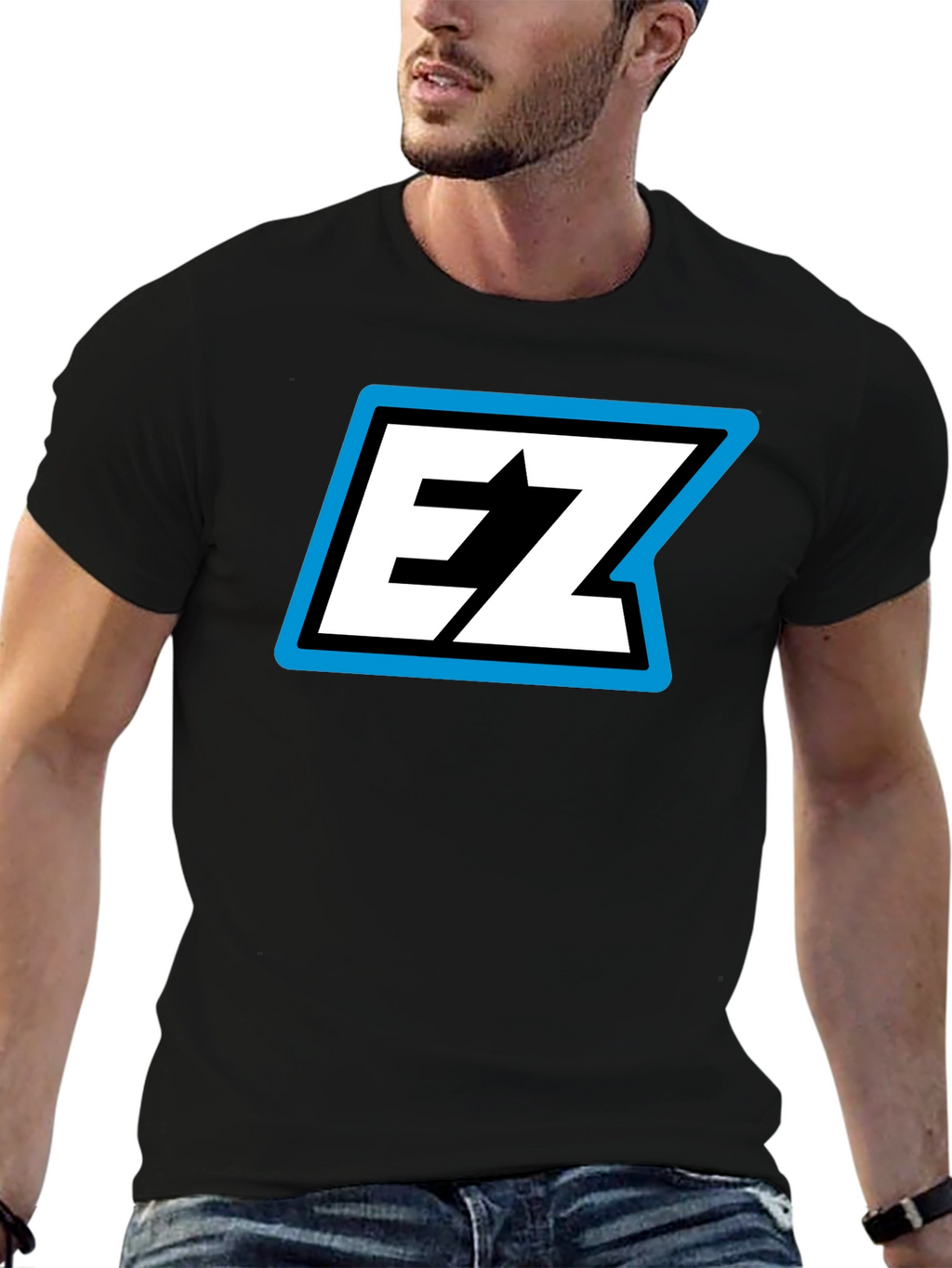 EZ Logo Black T-Shirt - Bold Graphic Tee