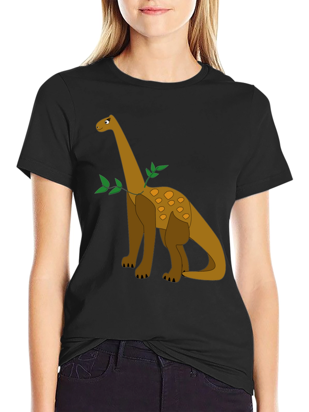 Dinosaur Graphic Tee - Black Cotton Casual