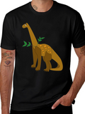 Dinosaur Graphic Tee - Black Cotton Casual