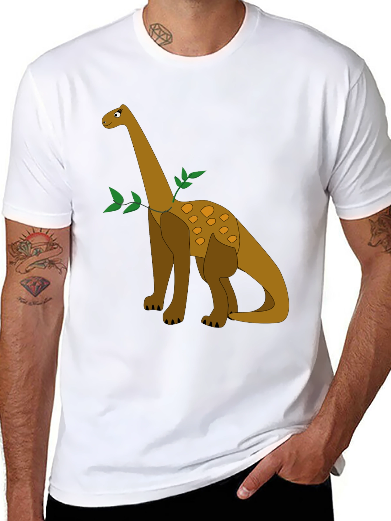 Dinosaur Graphic Tee - Black Cotton Casual