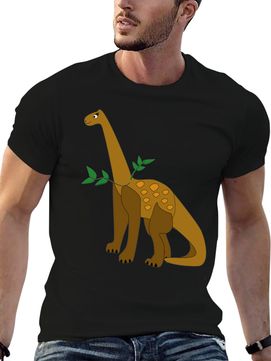 Dinosaur Graphic Tee - Black Cotton Casual