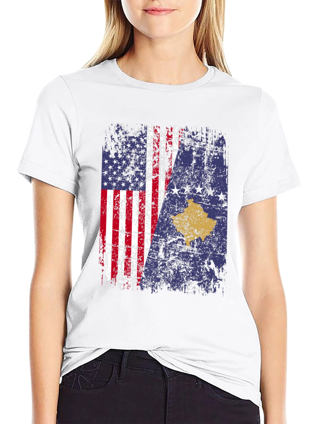 USA Kosovo Flag T-Shirt
