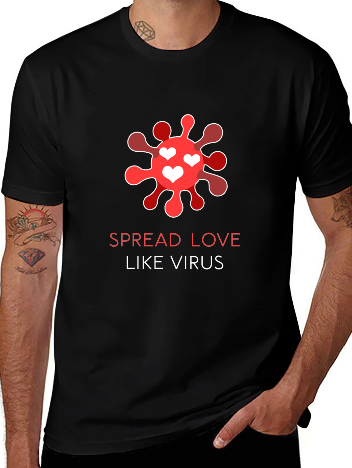 Spread Love Like Virus Black T-Shirt