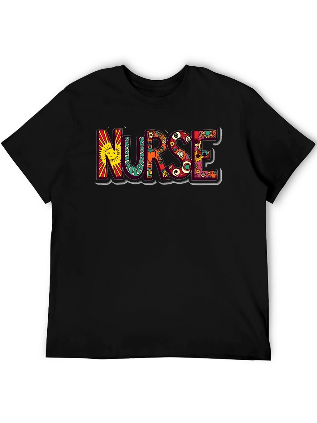 Hippie Nurse Graphic Tee - Black Cotton T-Shirt