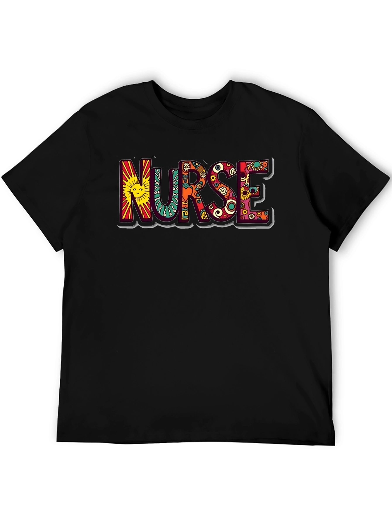 Hippie Nurse Graphic Tee - Black Cotton T-Shirt