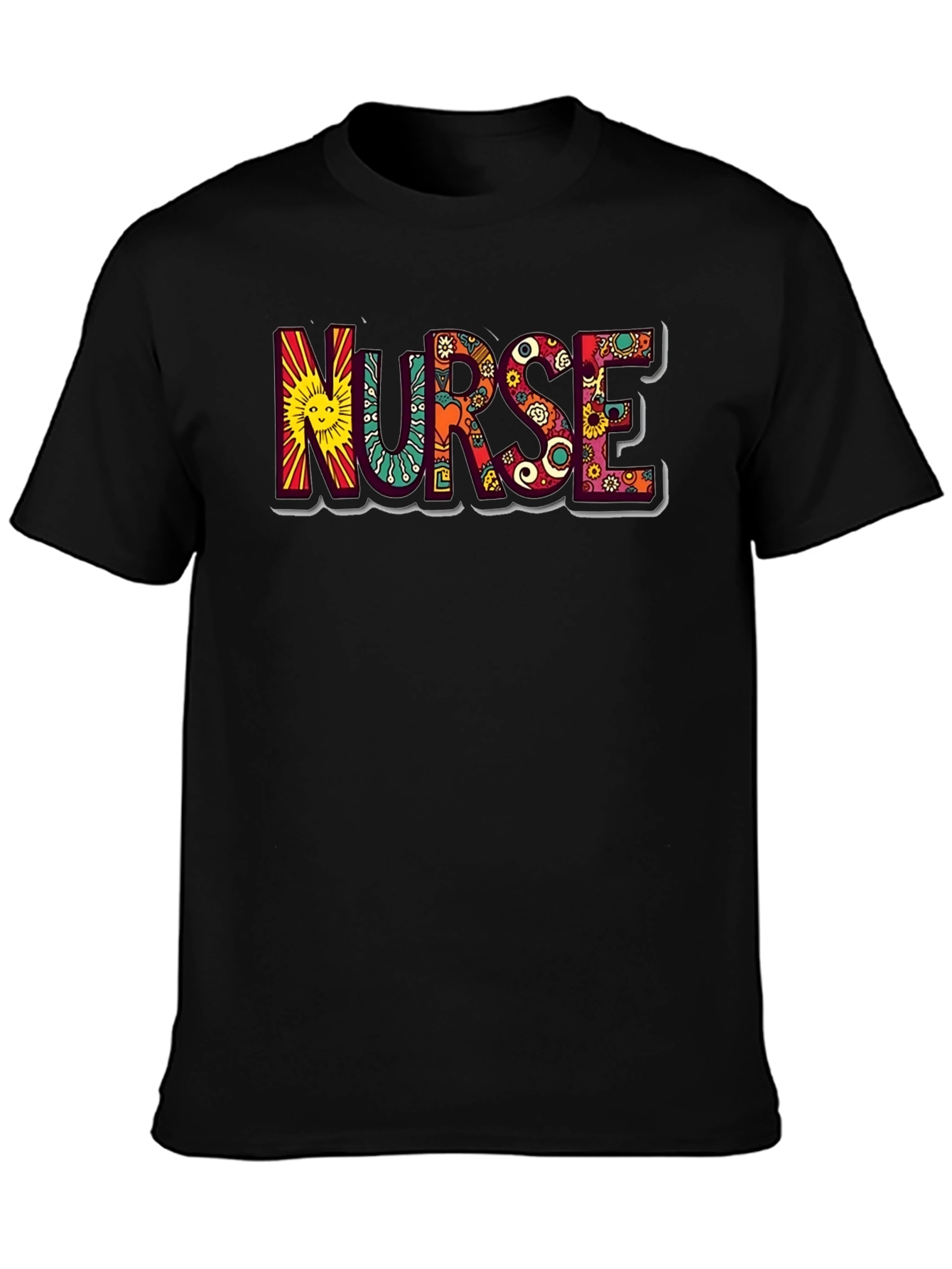 Hippie Nurse Graphic Tee - Black Cotton T-Shirt