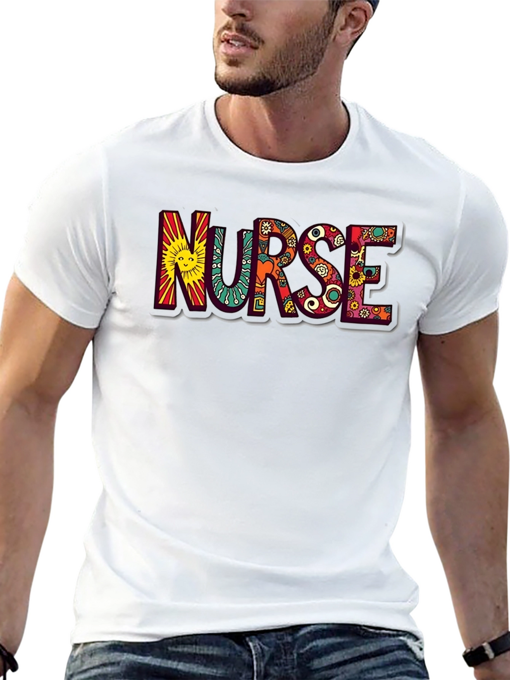Hippie Nurse Graphic Tee - Black Cotton T-Shirt