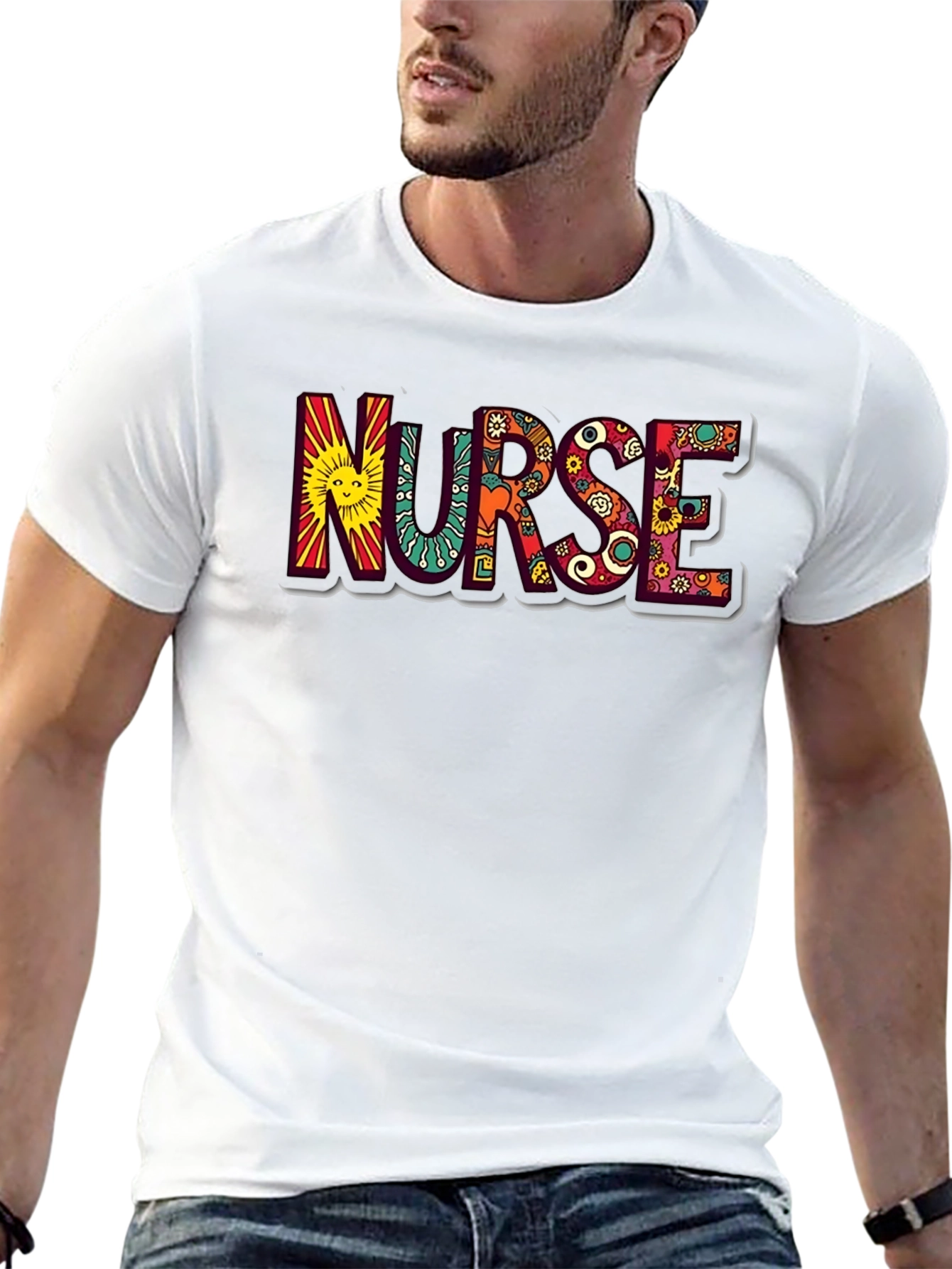 Hippie Nurse Graphic Tee - Black Cotton T-Shirt