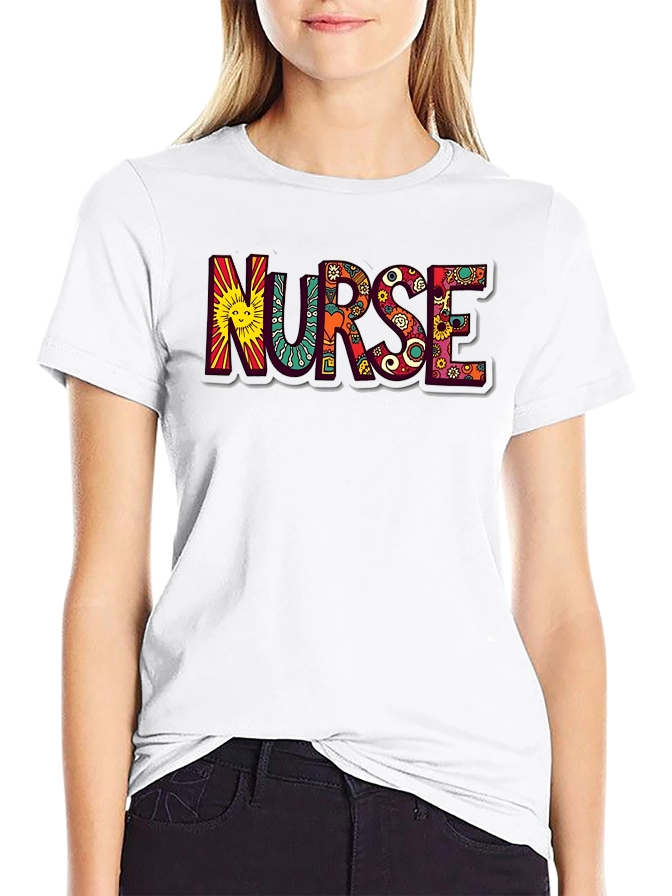 Hippie Nurse Graphic Tee - Black Cotton T-Shirt