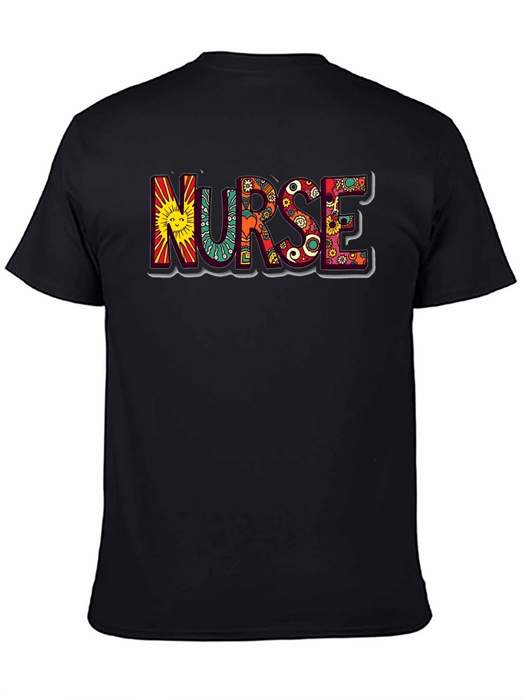 Hippie Nurse Graphic Tee - Black Cotton T-Shirt