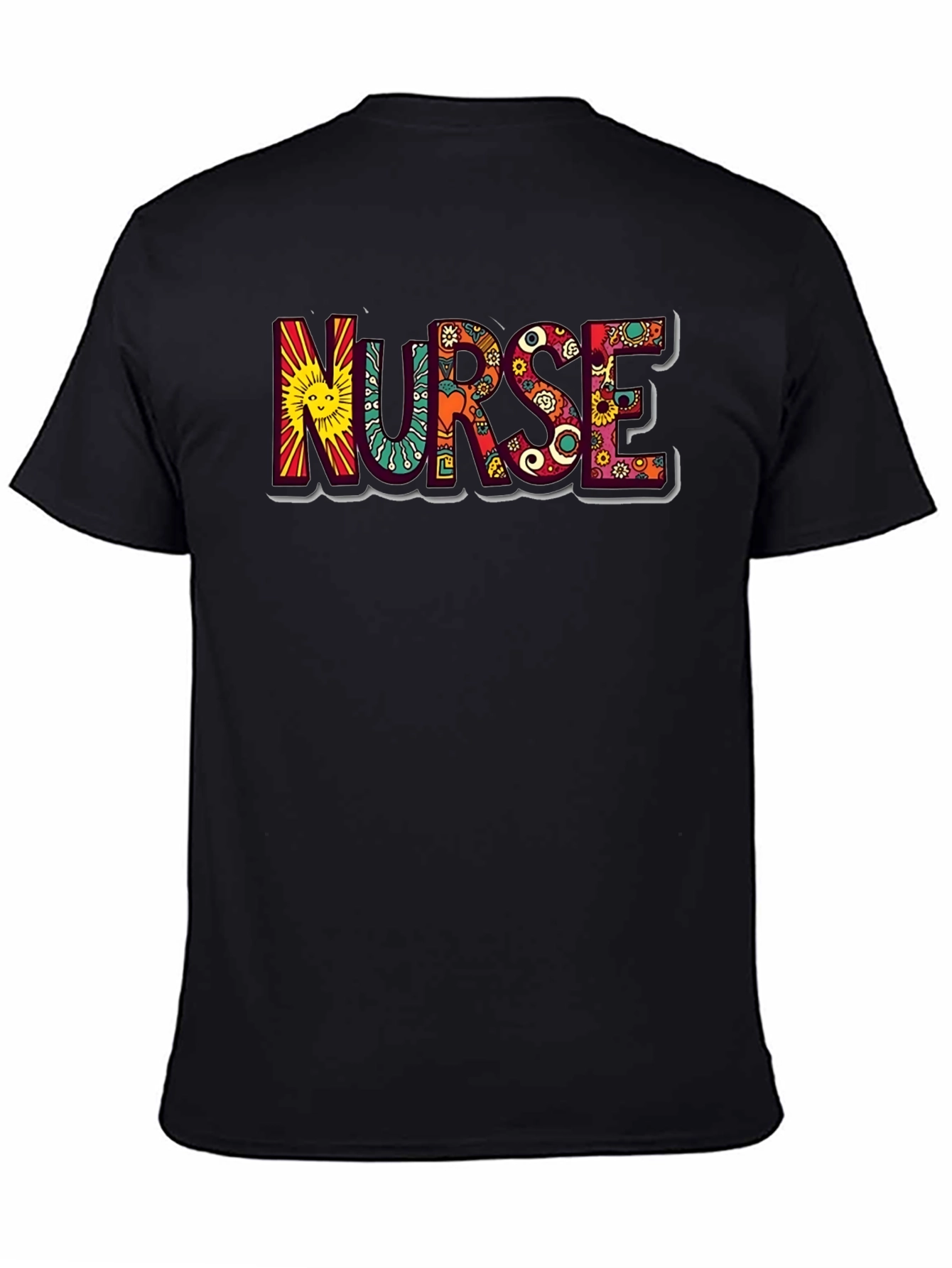 Hippie Nurse Graphic Tee - Black Cotton T-Shirt