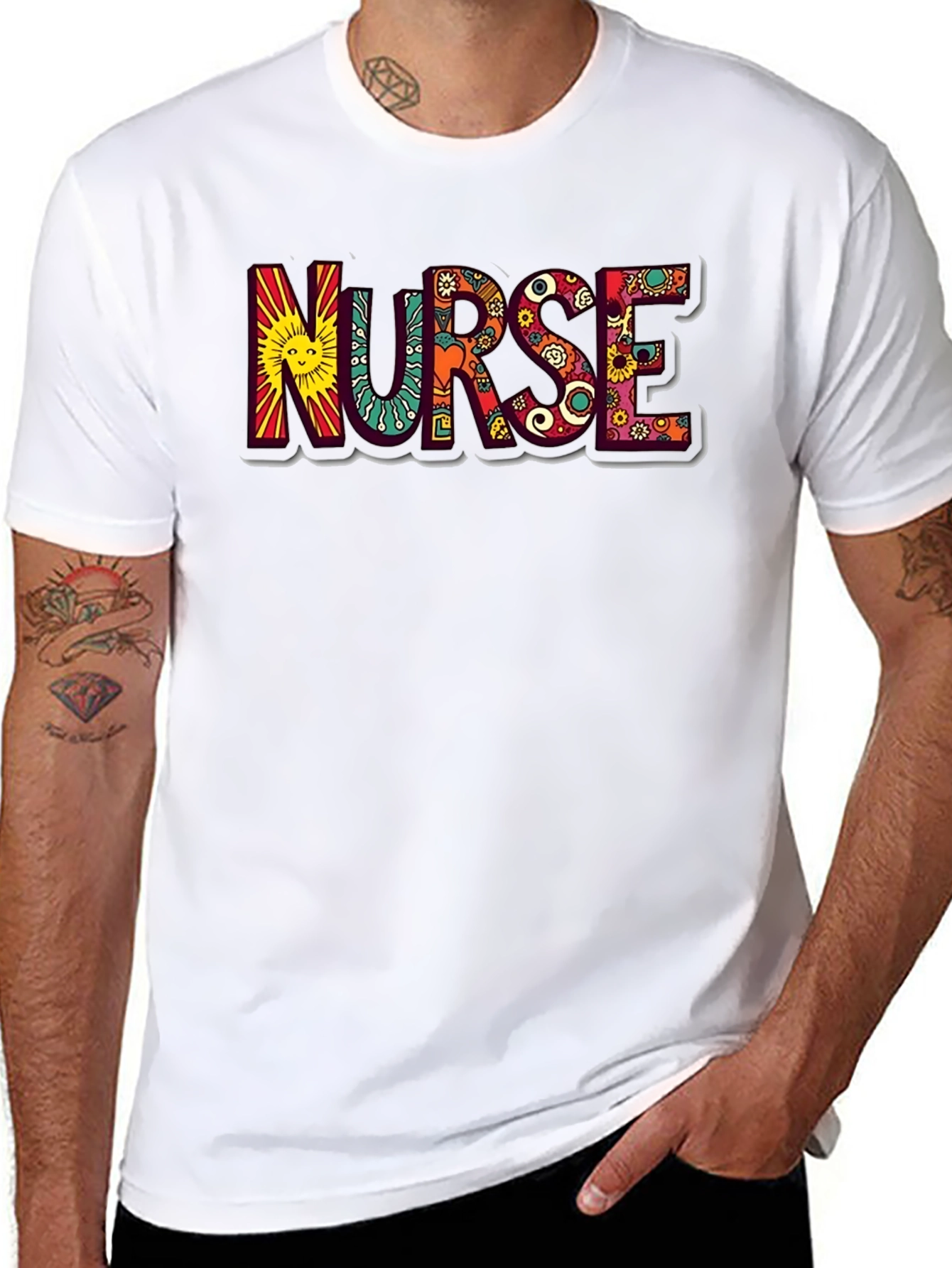 Hippie Nurse Graphic Tee - Black Cotton T-Shirt