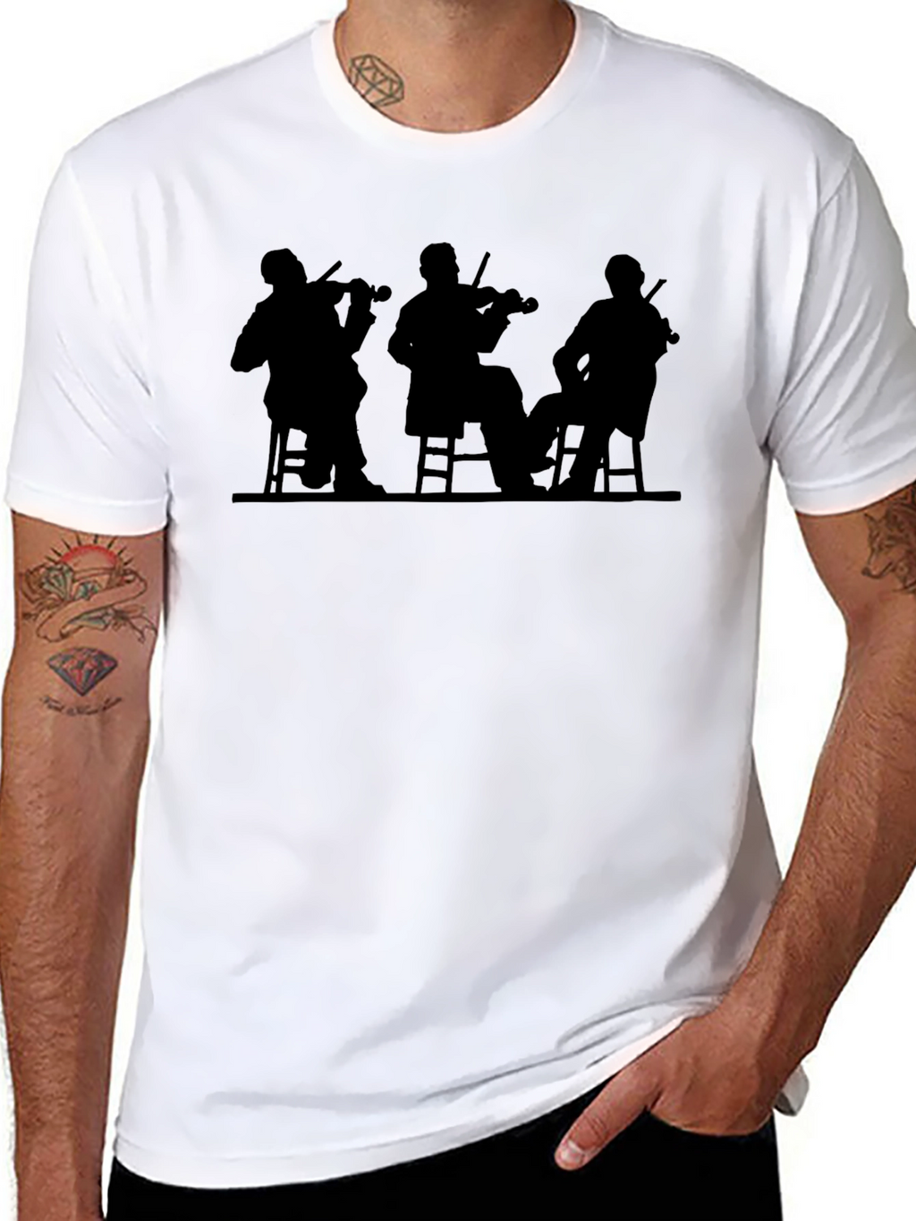Silhouette Violinist T-Shirt - Black