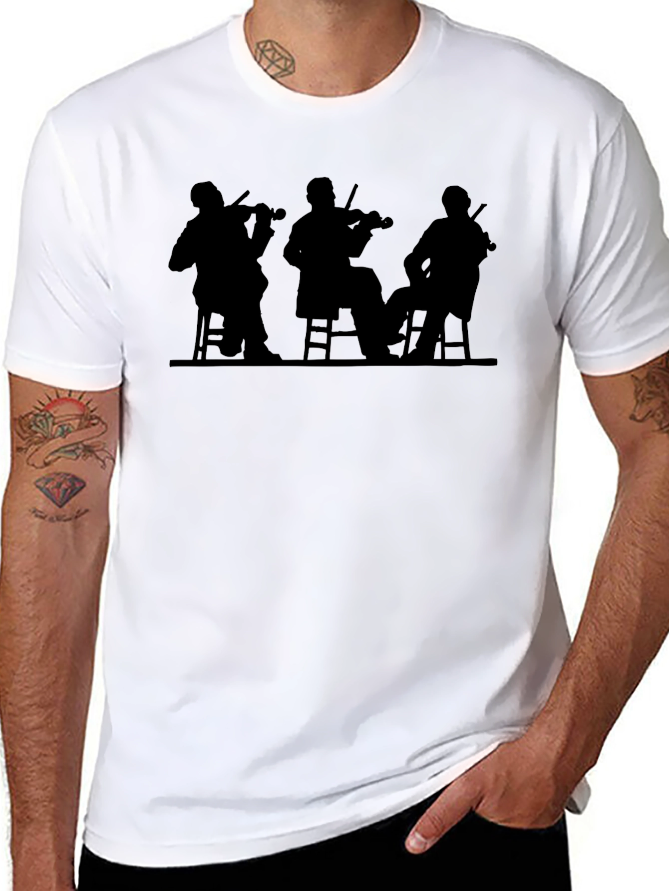 Silhouette Violinist T-Shirt - Black