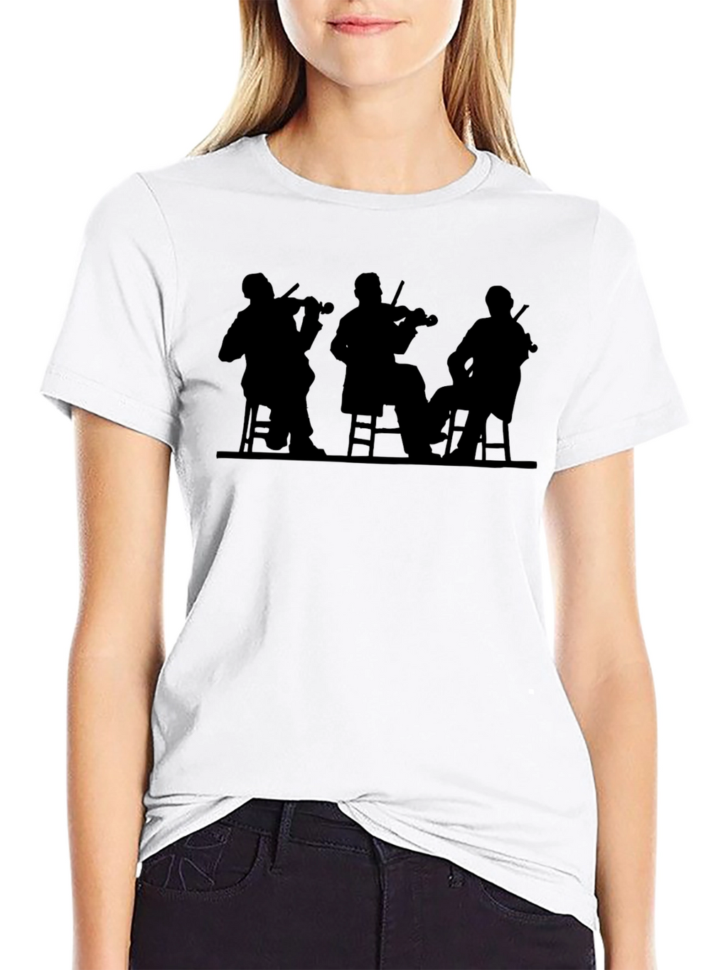 Silhouette Violinist T-Shirt - Black