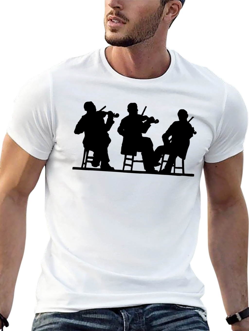 Silhouette Violinist T-Shirt - Black