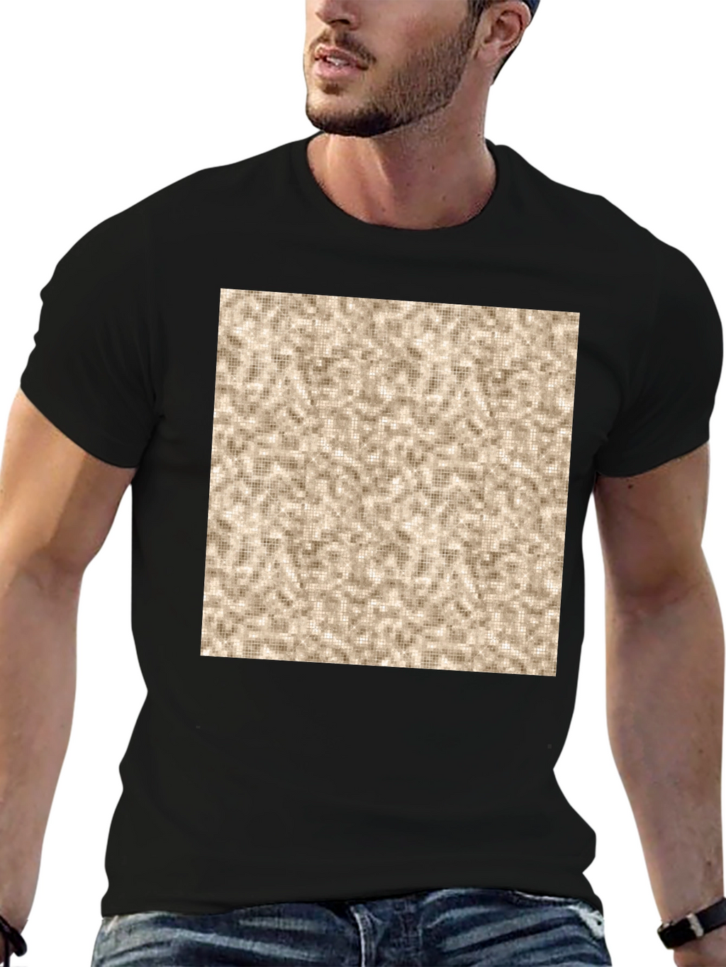 Patterned Print Crew Neck T-Shirt