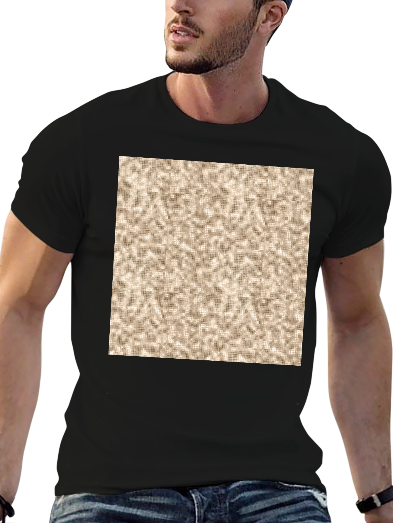 Patterned Print Crew Neck T-Shirt