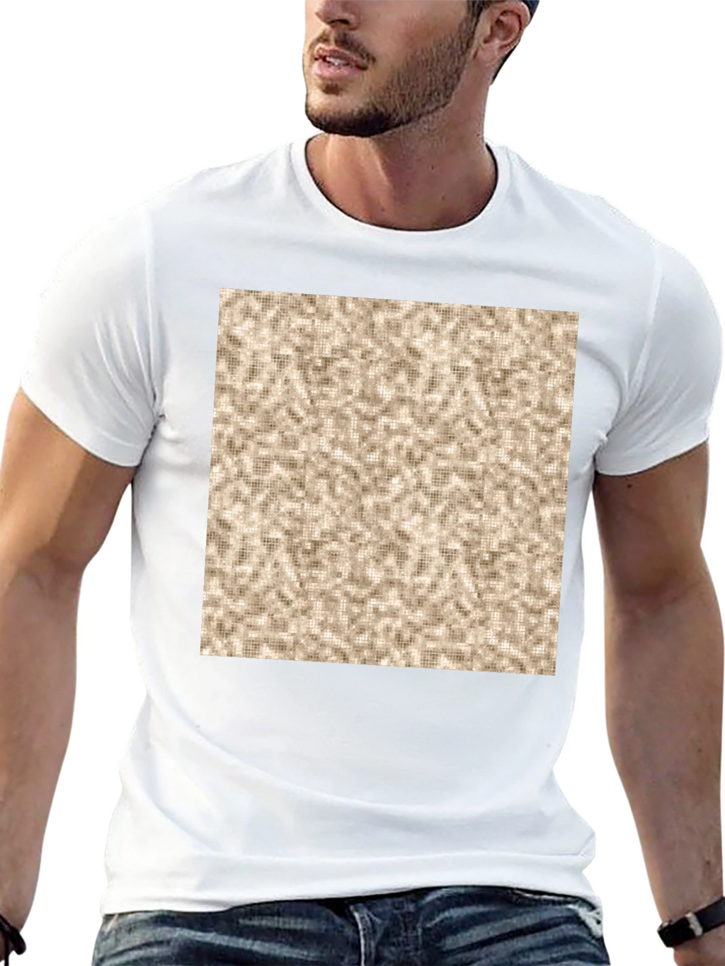 Patterned Print Crew Neck T-Shirt