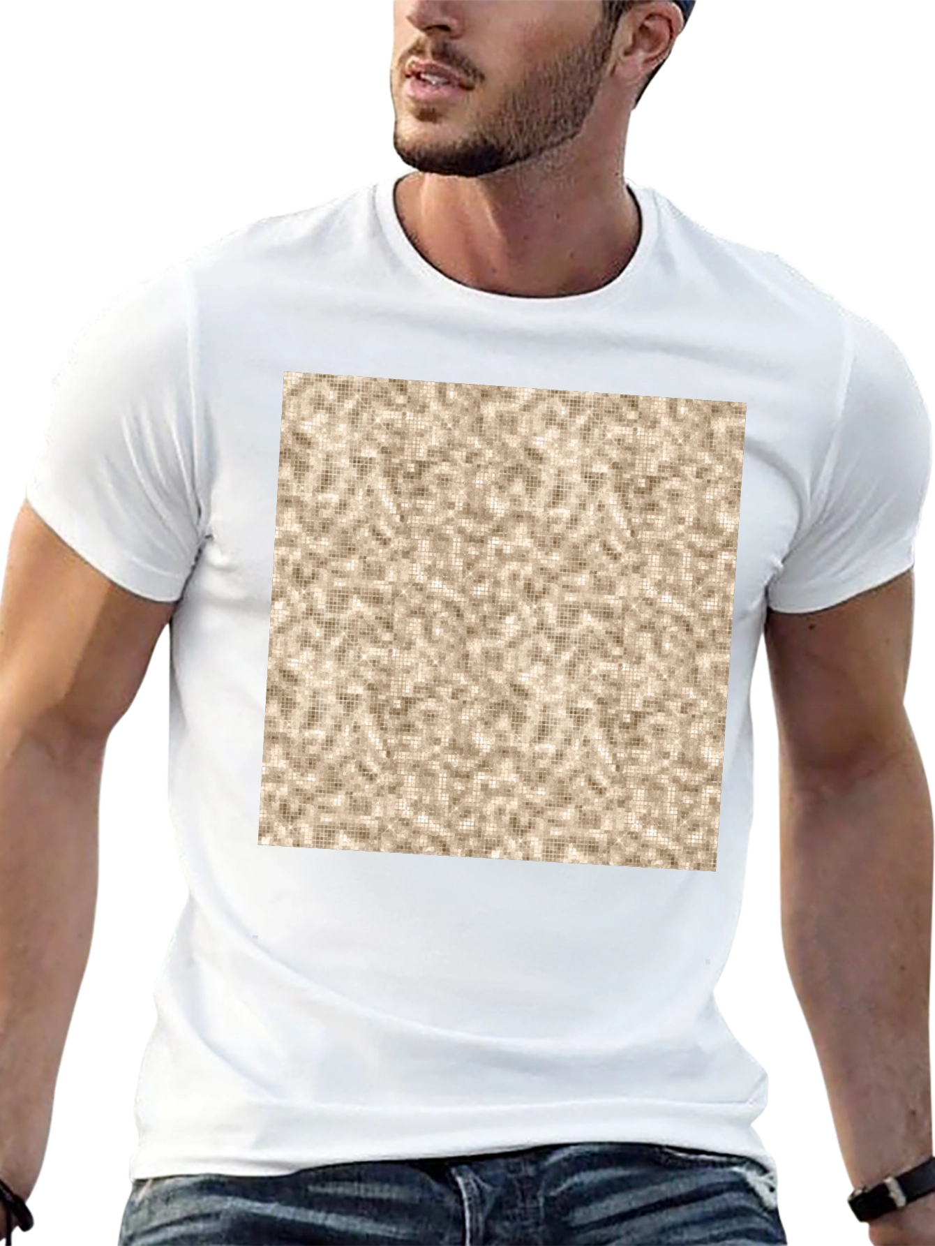 Patterned Print Crew Neck T-Shirt