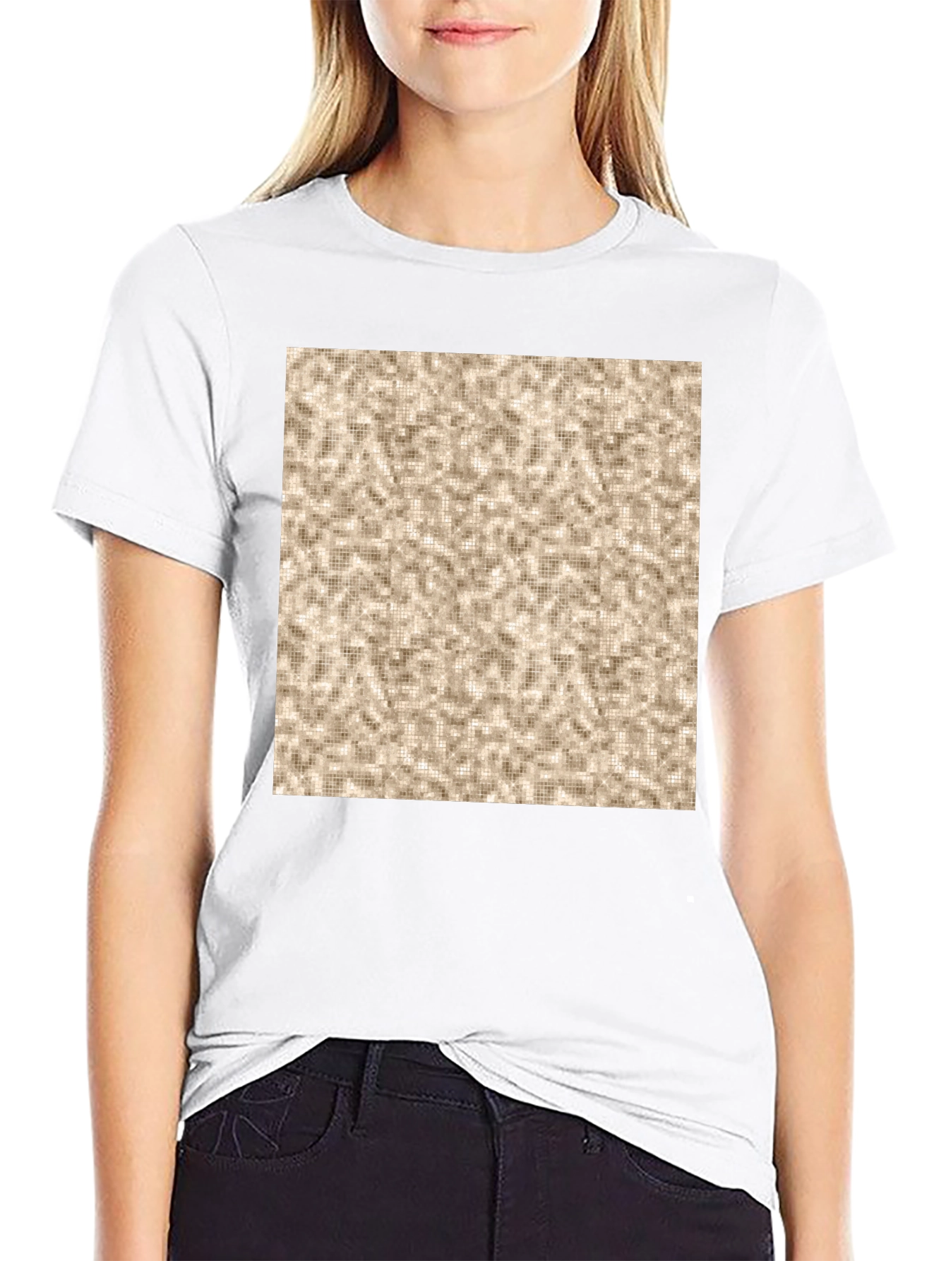 Patterned Print Crew Neck T-Shirt